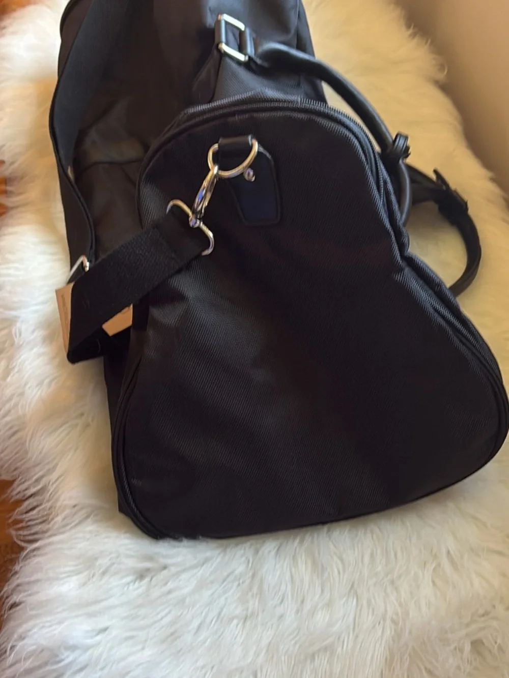 Black Travel Duffel Bag with Built In Garment Bag